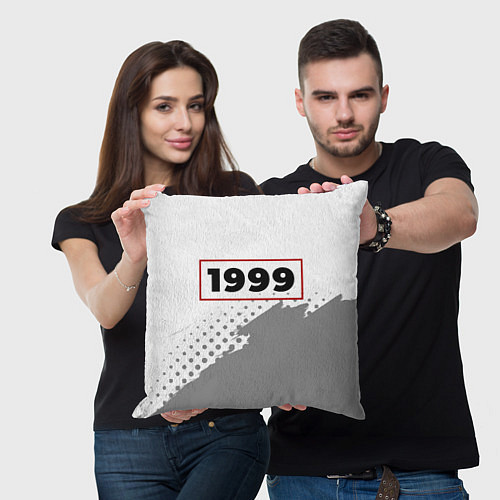 Подушка квадратная 1999 - в красной рамке на светлом / 3D-принт – фото 3