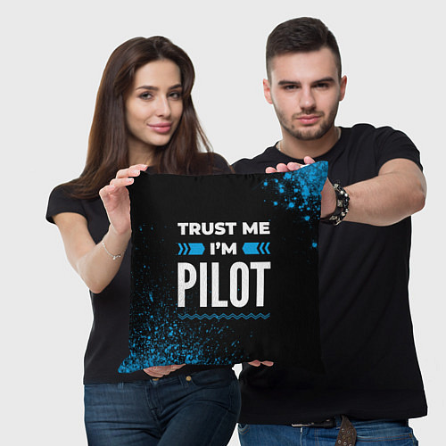 Подушка квадратная Trust me Im pilot dark / 3D-принт – фото 3