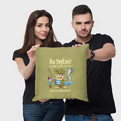 Подушка квадратная Настоящие рыбаки уху не едят, они ею закусывают, цвет: 3D-принт — фото 2