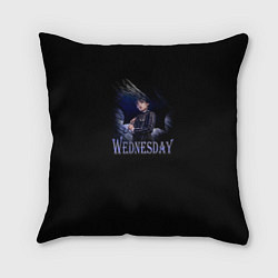 Подушка квадратная Wednesday с зонтом, цвет: 3D-принт