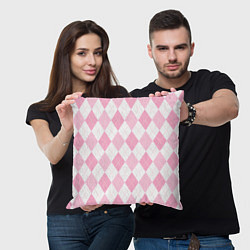 Подушка квадратная Pink argyle, цвет: 3D-принт — фото 2