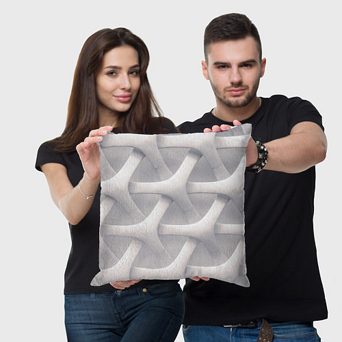 Подушка квадратная Оптическая иллюзия на сером фоне / 3D-принт – фото 3
