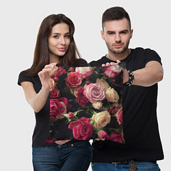 Подушка квадратная Нежные кустовые розы, цвет: 3D-принт — фото 2