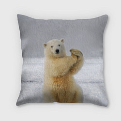 Подушка квадратная Белый медведь разминается, цвет: 3D-принт