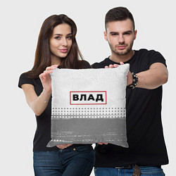 Подушка квадратная Влад - в красной рамке на светлом, цвет: 3D-принт — фото 2
