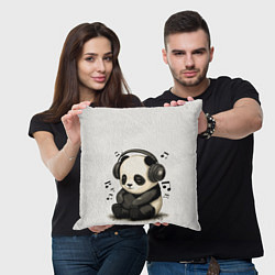 Подушка квадратная Милая панда в наушниках, цвет: 3D-принт — фото 2