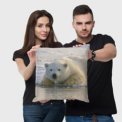 Подушка квадратная Белый медведь ожидает, цвет: 3D-принт — фото 2