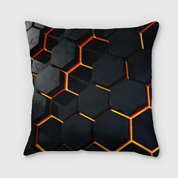 Подушка квадратная Плиты стиль соты киберпанк, цвет: 3D-принт