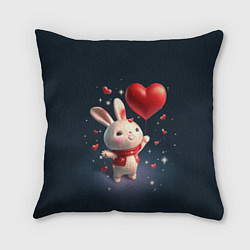 Подушка квадратная Кролик с шариком, цвет: 3D-принт