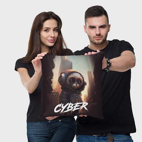 Подушка квадратная Cyber animal / 3D-принт – фото 3