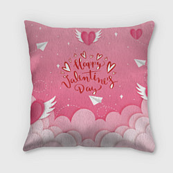 Подушка квадратная Бумажный стиль для дня святого валентина, цвет: 3D-принт