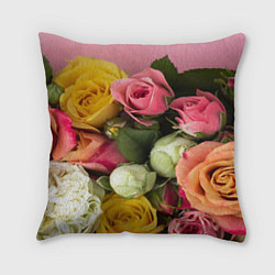 Подушка квадратная Букет красивых роз, цвет: 3D-принт