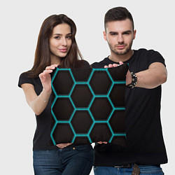 Подушка квадратная Стальная броня соты, цвет: 3D-принт — фото 2