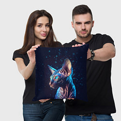 Подушка квадратная Кот сфинкс и искорки, цвет: 3D-принт — фото 2