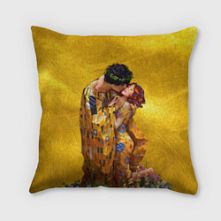 Подушка квадратная Густав Климт Поцелуй, цвет: 3D-принт