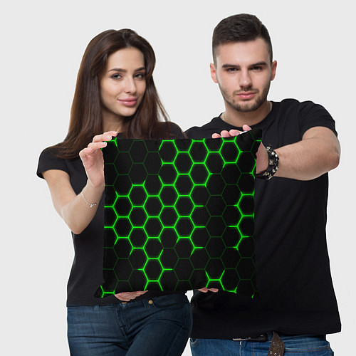 Подушка квадратная Кислотные соты броня / 3D-принт – фото 3