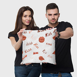 Подушка квадратная Поцелуйчики, цвет: 3D-принт — фото 2