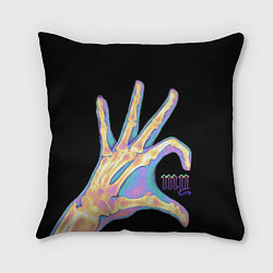 Подушка квадратная Сердечко левой рукой - неоновый рентген, цвет: 3D-принт