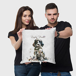 Подушка квадратная Щенок в военном камуфляже, цвет: 3D-принт — фото 2