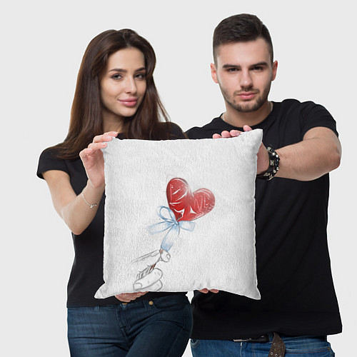 Подушка квадратная Леденец сердечко / 3D-принт – фото 3