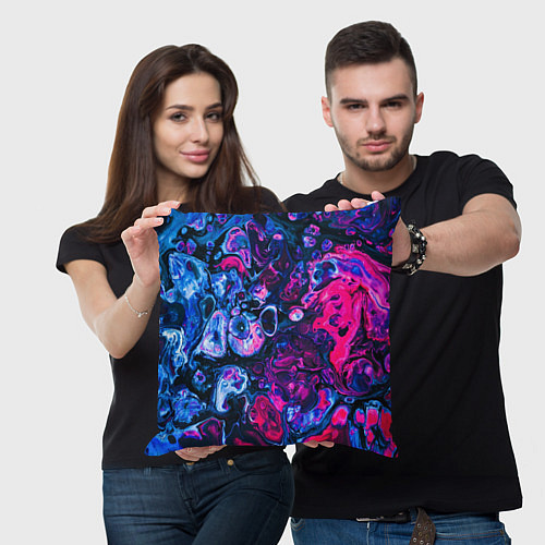 Подушка квадратная Сине-малиновая горная порода / 3D-принт – фото 3