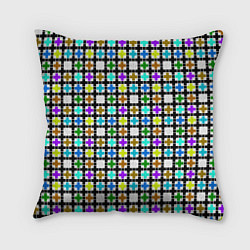 Подушка квадратная Геометрический узор в клетку разноцветный, цвет: 3D-принт