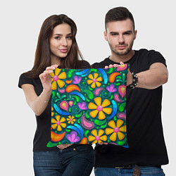 Подушка квадратная Мандала на энергию - цветы, цвет: 3D-принт — фото 2