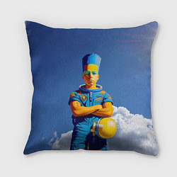 Подушка квадратная Барт Симпсон - космический мальчик - нейросеть, цвет: 3D-принт