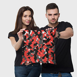 Подушка квадратная Красно-черный камуфляж, цвет: 3D-принт — фото 2