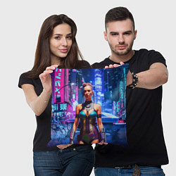 Подушка квадратная Cyberpunk 2077 - neural network, цвет: 3D-принт — фото 2