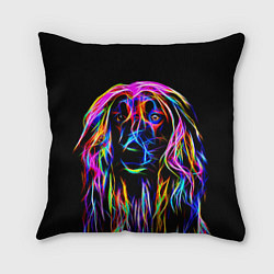 Подушка квадратная Dog - neon lines, цвет: 3D-принт