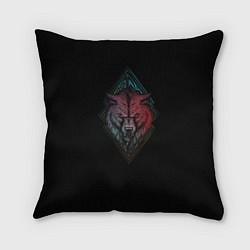 Подушка квадратная Неоновый разноцветный волк, цвет: 3D-принт