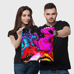 Подушка квадратная Pixel neon mosaic, цвет: 3D-принт — фото 2