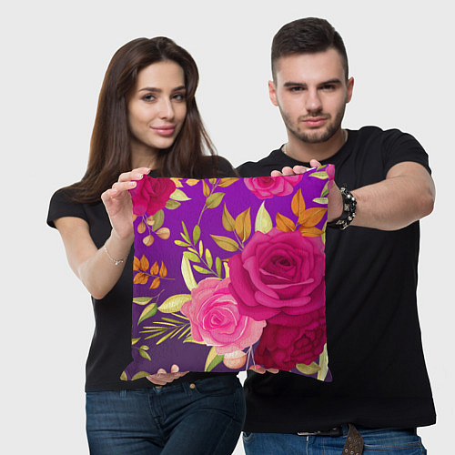 Подушка квадратная Композиция из роз / 3D-принт – фото 3