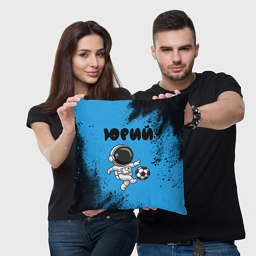 Подушка квадратная Юрий космонавт футболист / 3D-принт – фото 3