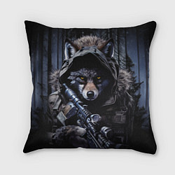 Подушка квадратная Волк воин в лесу, цвет: 3D-принт