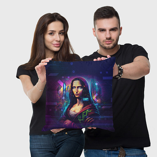 Подушка квадратная Cyberpunk Mona Lisa / 3D-принт – фото 3