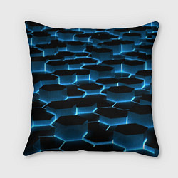 Подушка квадратная Неоновая сетка из плит, цвет: 3D-принт