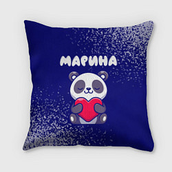 Подушка квадратная Марина панда с сердечком, цвет: 3D-принт