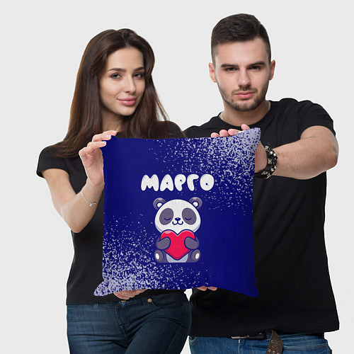 Подушка квадратная Марго панда с сердечком / 3D-принт – фото 3