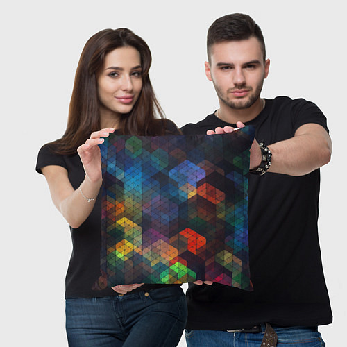 Подушка квадратная Стеклянная мозаика цветная / 3D-принт – фото 3