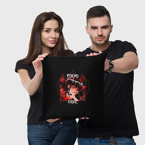 Подушка квадратная Psycho Fake / 3D-принт – фото 3