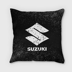 Подушка квадратная Suzuki с потертостями на темном фоне, цвет: 3D-принт