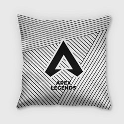 Подушка квадратная Символ Apex Legends на светлом фоне с полосами, цвет: 3D-принт