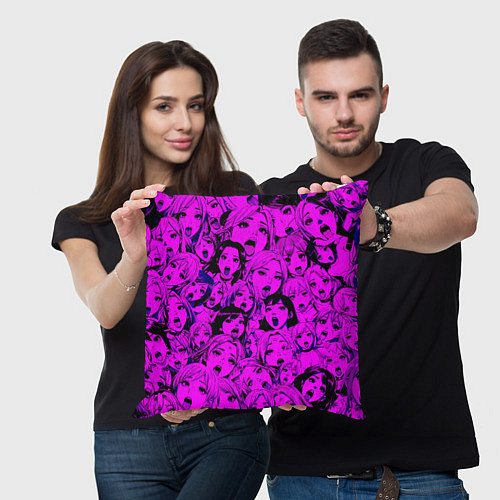 Подушка квадратная Ahegao: Фиолетовый / 3D-принт – фото 3