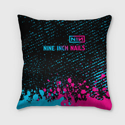 Подушка квадратная Nine Inch Nails - neon gradient: символ сверху, цвет: 3D-принт