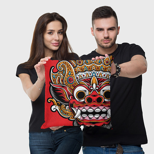 Подушка квадратная Barong - Bali - tattoo / 3D-принт – фото 3