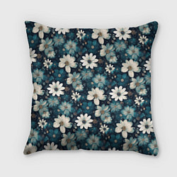 Подушка квадратная Узор из весенних цветочков, цвет: 3D-принт
