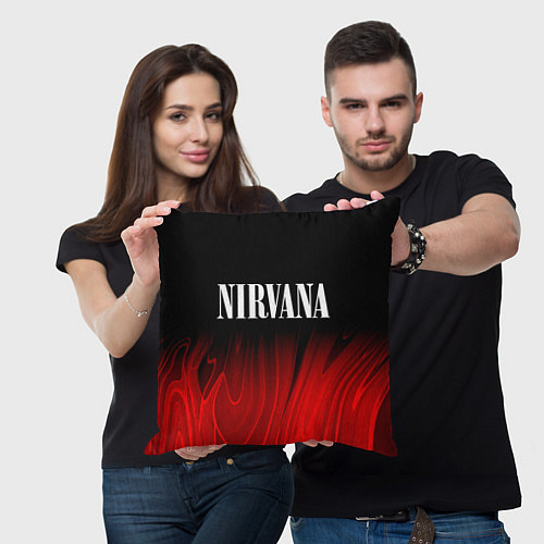 Подушка квадратная Nirvana red plasma / 3D-принт – фото 3