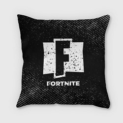 Подушка квадратная Fortnite с потертостями на темном фоне, цвет: 3D-принт